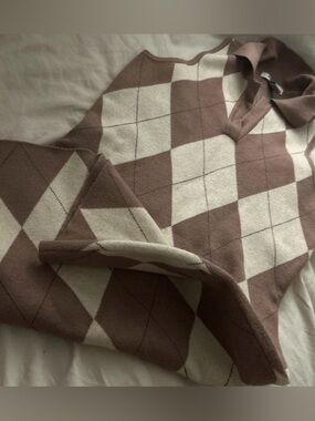 RSQ Brown and Cream Argyle Mini Dress